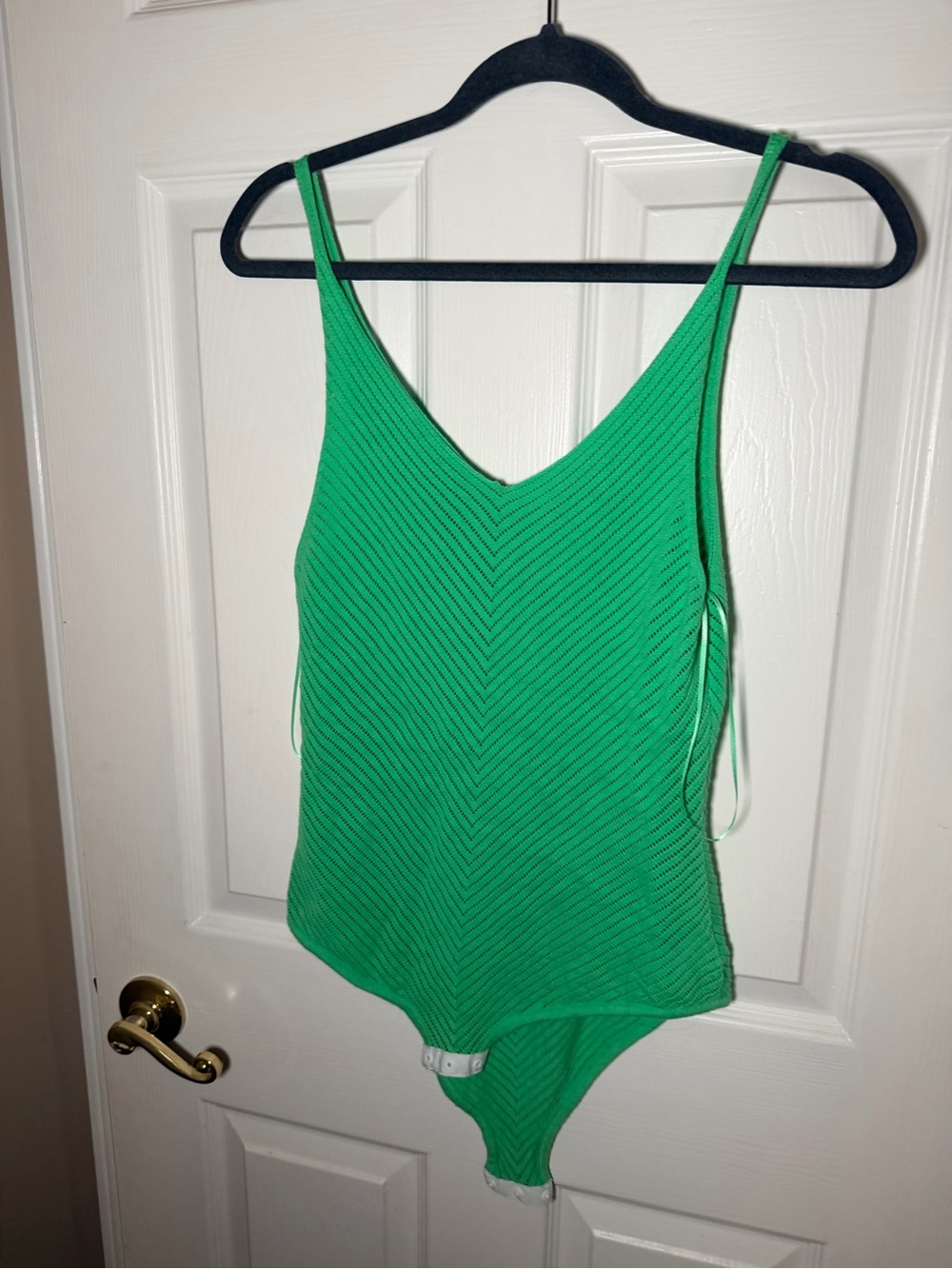 bec + bridge Green Ribbed V‑Neck One‑Piece Bodysuit